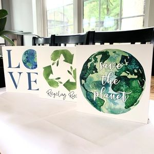 Brand new set of 3 solid wood art decor